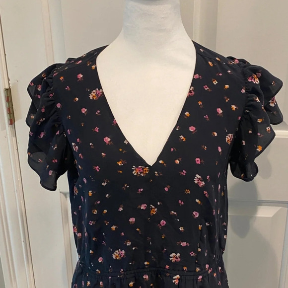 Rebecca Taylor Flutter Sleeve Dress navy Multicolor 16785 - Picture 3 of 9